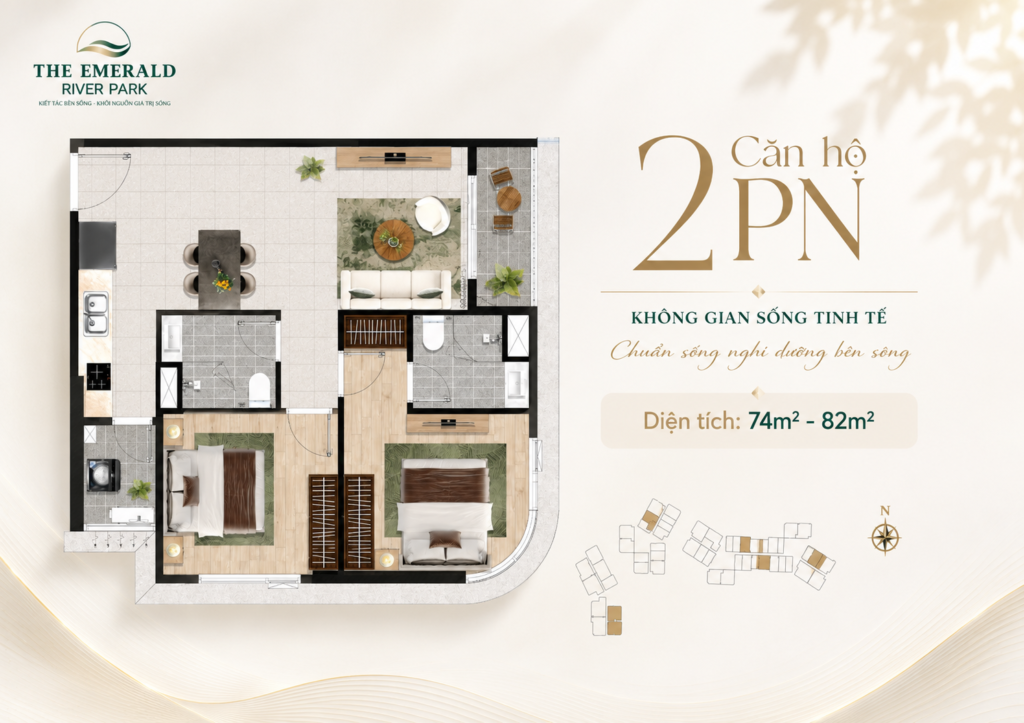 Thiết kế 2PN căn hộ the emerald river park bình dương